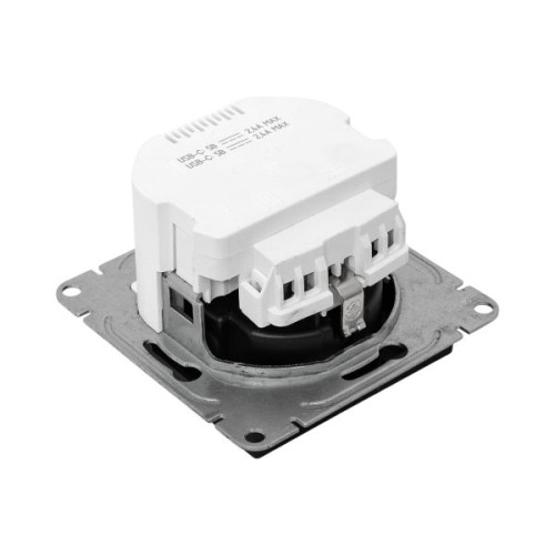 Механизм розетки с USB-C - 2шт, 16А, с заземлением, со шторками, чёрн. Эпика EKF Механизм розетки с USB-C - 2шт, 16А, с заземлением, со шторками, чёрн. Эпика EKF