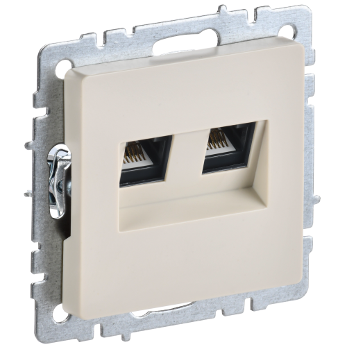 BRITE Розетка компьютерная двойная RJ45 кат.5E РК10-2-БрКр бежевый IEK