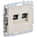BRITE Розетка компьютерная двойная RJ45 кат.5E РК10-2-БрКр бежевый IEK