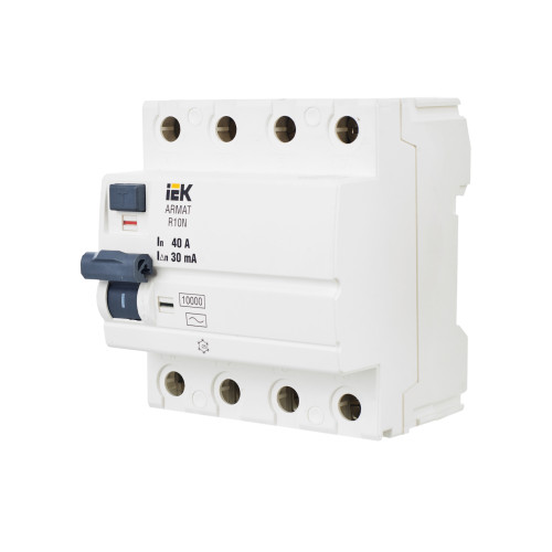 ARMAT Выключатель дифференциального тока R10N 4P 40А 30мА тип AC IEK ARMAT Выключатель дифференциального тока R10N 4P 40А 30мА тип AC IEK