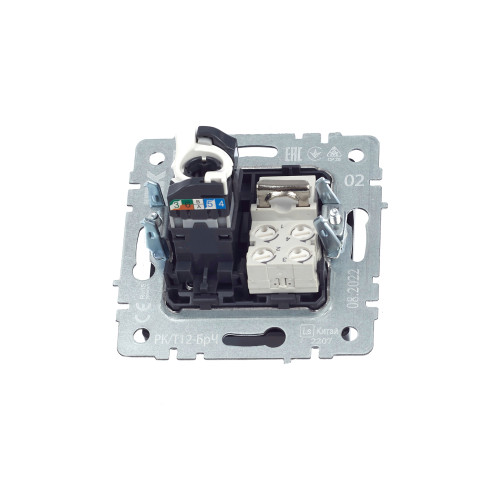 BRITE Розетка двойная RJ11+RJ45 кат.5E РК/Т12-БрЧ черный IEK BRITE Розетка двойная RJ11+RJ45 кат.5E РК/Т12-БрЧ черный IEK
