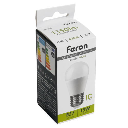 Лампа светодиодная Feron LB-990 Шарик E27 15W 175-265V 4000K Лампа светодиодная Feron LB-990 Шарик E27 15W 175-265V 4000K