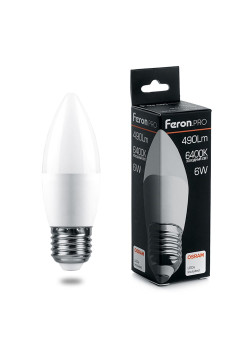 Лампа светодиодная Feron.PRO LB-1306 Свеча E27 6W 175-265V 6400K