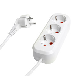 Удлинитель трехместный с/з  STEKKER HM06-31-02 3x1мм2, 2м, серия Home, белый