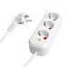 Удлинитель трехместный с/з  STEKKER HM06-31-02 3x1мм2, 2м, серия Home, белый