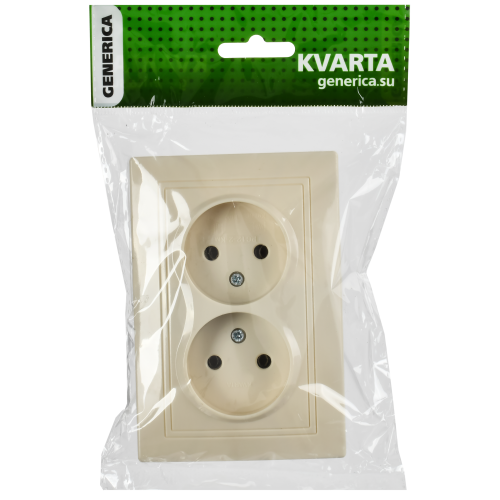 KVARTA Розетка 2-местная без заземления без защитных шторок 10А РС12-2-ККм кремовый GENERICA KVARTA Розетка 2-местная без заземления без защитных шторок 10А РС12-2-ККм кремовый GENERICA