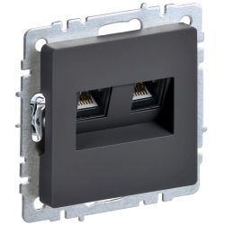 BRITE Розетка двойная RJ11+RJ45 кат.5E РК/Т12-БрГ графит IEK