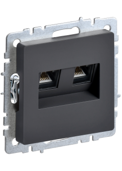 BRITE Розетка двойная RJ11+RJ45 кат.5E РК/Т12-БрГ графит IEK
