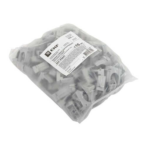 Крепеж-клипса для монтаж. пист. d25 мм (100 шт) серая EKF-Plast