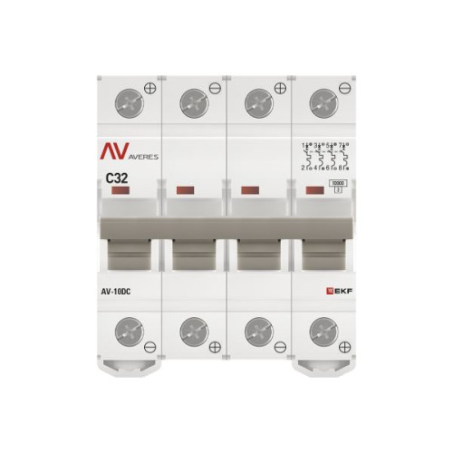 Авт. выкл. AV-10 DC 4P 32A (C) 10kA EKF AVERES Авт. выкл. AV-10 DC 4P 32A (C) 10kA EKF AVERES
