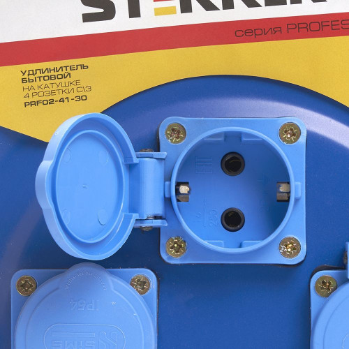 Удлинитель на металлической катушке с/з 4-местный Stekker, PRF02-41-30, 30м, 3*2,5, серия Professional, синий Удлинитель на металлической катушке с/з 4-местный Stekker, PRF02-41-30, 30м, 3*2,5, серия Professional, синий