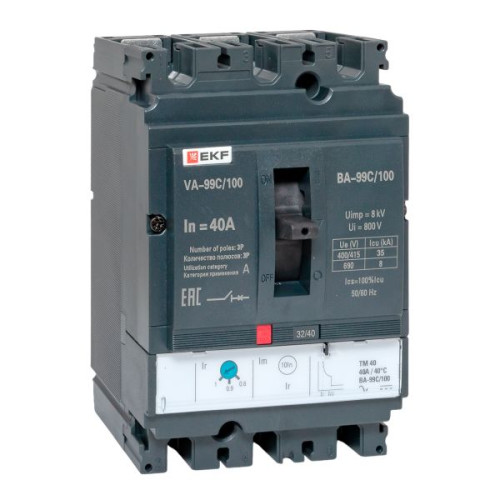 ВА-99C 100/40А 3P 35кА с термомагнитным расцепителем EKF