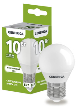Лампа светодиодная/ Лампа светодиодная G45 шар 10Вт 230В 4000К E27 GENERICA