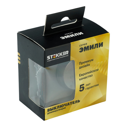 Выключатель диммирующий (механизм), STEKKER, 250В, 500W, серия Эмили, RSW10-5106-05, черный уголь, soft touch Выключатель диммирующий (механизм), STEKKER, 250В, 500W, серия Эмили, RSW10-5106-05, черный уголь, soft touch