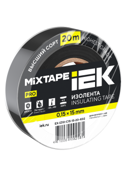 MIXTAPE PRO Изолента 0,15х15мм черная 20м IEK