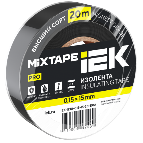 MIXTAPE PRO Изолента 0,15х15мм черная 20м IEK
