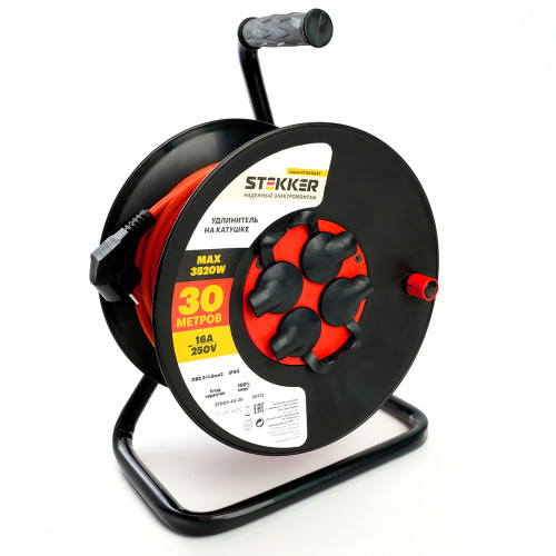 Удлинитель на катушке Stekker STD03-44-30 Standart 4-местный с/з ПВС 3*1,5, оранжевый, 16А, IP44, 30м (80102) Удлинитель на катушке Stekker STD03-44-30 Standart 4-местный с/з ПВС 3*1,5, оранжевый, 16А, IP44, 30м (80102)