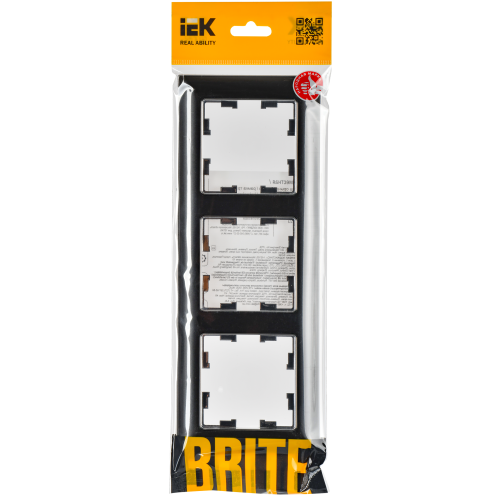 BRITE Рамка 3-местная РУ-3-Бр хром/черный IEK