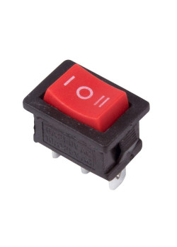 Выключатель клавишный 250В 6А (3с) ON-OFF-ON красн. с нейтралью Mini (RWB-205; SC-768) REXANT 36-2144