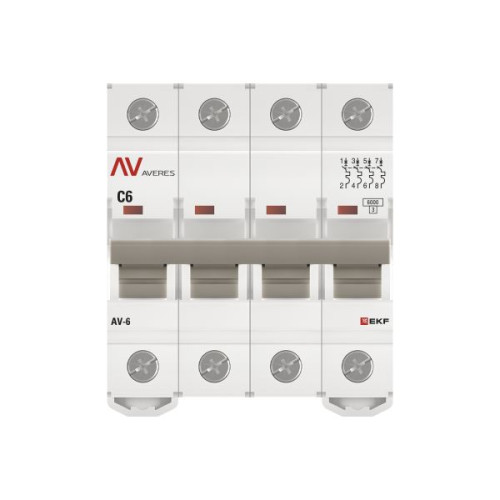 Авт. выкл. AV-6 4P 6A (C) 6kA EKF AVERES Авт. выкл. AV-6 4P 6A (C) 6kA EKF AVERES