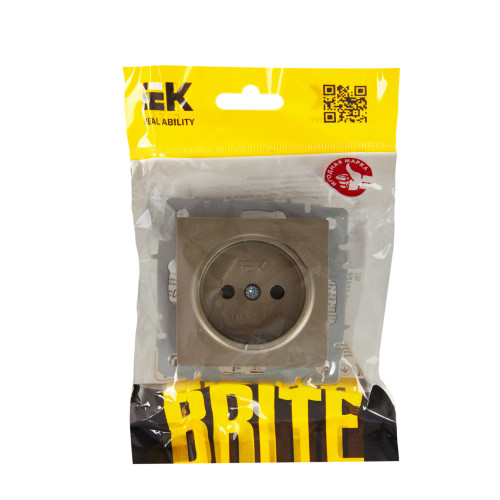 BRITE Розетка 1-местная без заземления с защитными шторками 10А РСш10-2-БрШ шампань IEK BRITE Розетка 1-местная без заземления с защитными шторками 10А РСш10-2-БрШ шампань IEK
