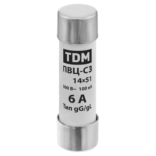Плавкая вставка ПВЦ-С3 14х51 6А TDM Плавкая вставка ПВЦ-С3 14х51 6А TDM