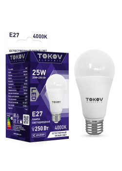 Лампа светодиодная 25Вт А60 4000К Е27 176-264В TOKOV ELECTRIC TKE-A60-E27-25-4K