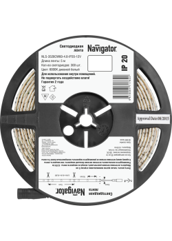 Лента светодиодная 71 762 NLS-3528CW60-4.8-IP20-12V R5 4.8Вт/м (уп.5м) Navigator 71762