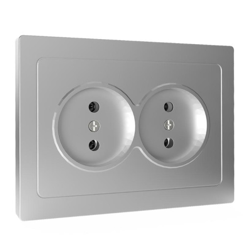 Розетка 2-м СП Pixel 16А IP20 без заземл. в сборе алюм. TOKOV ELECTRIC TKE-PX-R2F-C03 Розетка 2-м СП Pixel 16А IP20 без заземл. в сборе алюм. TOKOV ELECTRIC TKE-PX-R2F-C03