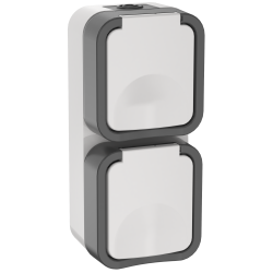 TORS Розетка 2-местная вертикальная 16А IP55 TS232 серо-белый IEK