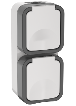 TORS Розетка 2-местная вертикальная 16А IP55 TS232 серо-белый IEK