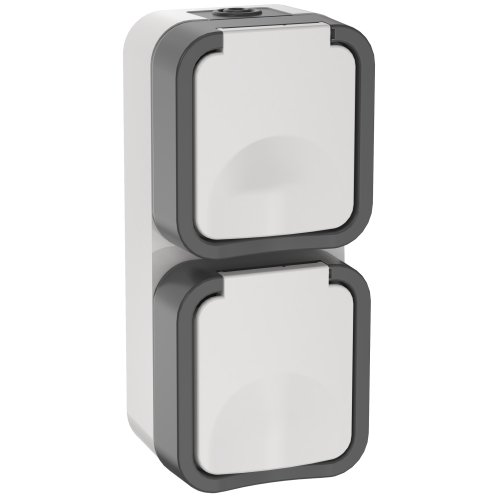 TORS Розетка 2-местная вертикальная 16А IP55 TS232 серо-белый IEK