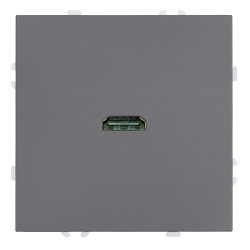 Розетка HDMI 2.0 Type A (механизм), серия Эмили, STEKKER, RST00-5118-10, платиново-серый, soft touch