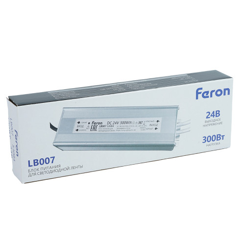 Трансформатор электронный для светодиодной ленты 300W 24V IP67 (драйвер), LB007 FERON Трансформатор электронный для светодиодной ленты 300W 24V IP67 (драйвер), LB007 FERON