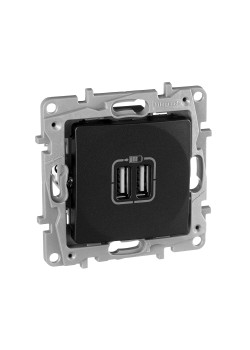 ETIKA Розетка USB A+A 15Вт антрацит