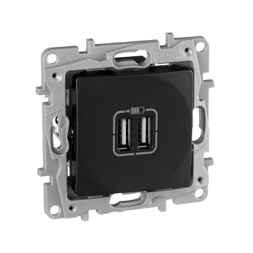 ETIKA Розетка USB A+A 15Вт антрацит