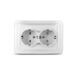 Розетка 2-м СП Валери 16А IP20 с заземл. защ. шторки бел. UNIVersal В0128x