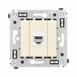 Компьютерная розетка RJ-45 без шторки в стену, кат.6А одинарная, Avanti, ванильная дымка