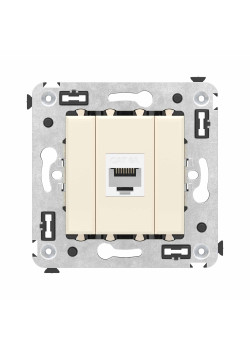 Компьютерная розетка RJ-45 без шторки в стену, кат.6А одинарная, Avanti, ванильная дымка