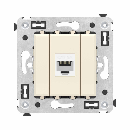 Компьютерная розетка RJ-45 без шторки в стену, кат.6А одинарная, Avanti, ванильная дымка