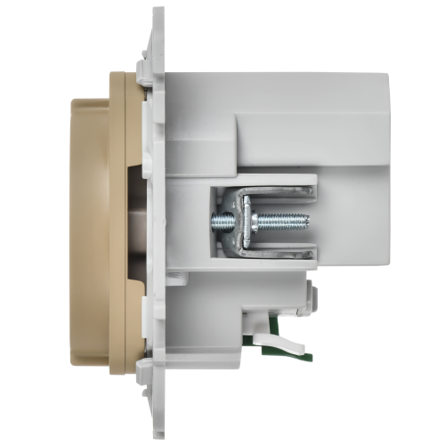 FLITE Розетка 1-местная с заземлением с защитными шторками 16А с USB A+C 20Вт безвинтовое крепление РСЮшс11-1-ФлХ хаки IEK