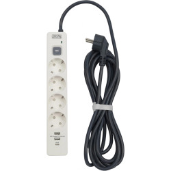 Сетевой фильтр Powercom SP-01 USB2A1CW 3,0М 3.0м (4 розетки) белый/серый (коробка)