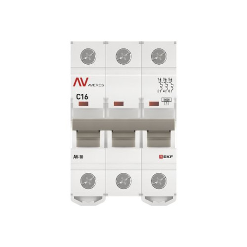 Авт. выкл. AV-10 3P 16A (C) 10kA EKF AVERES Авт. выкл. AV-10 3P 16A (C) 10kA EKF AVERES