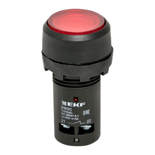 Кнопка SW2C-10D с подсветкой красная NC 230В EKF Кнопка SW2C-10D с подсветкой красная NC 230В EKF