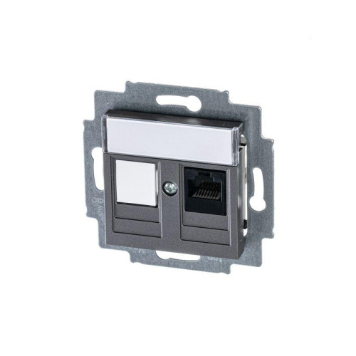 Розетка компьютерная Levit RJ45 кат.5E с заглушкой сталь ABB 2CHH295117A6069