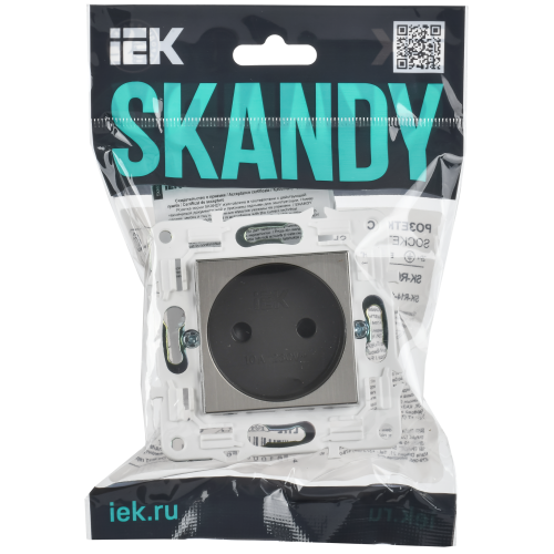 SKANDY Розетка без заземления с защитными шторками 10А SK-R01N металл никель IEK