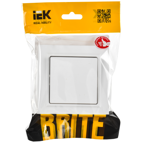 BRITE Выключатель 1-клавишный 10А в сборе ВСР10-1-0-БрАБ арктический белый IEK BRITE Выключатель 1-клавишный 10А в сборе ВСР10-1-0-БрАБ арктический белый IEK