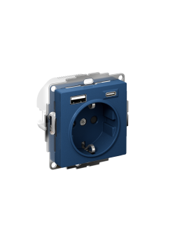 ATLASDESIGN РОЗЕТКА 16А c 2 USB A+C, 5В/2,4А/3,0А, 2х5В/1,5А, механизм, АКВАМАР
