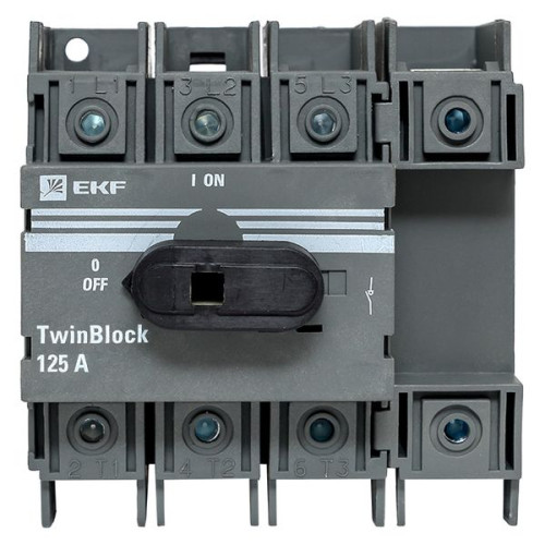 Рубильник 125A 4P c рукояткой управления для прямой установки TwinBlock EKF Рубильник 125A 4P c рукояткой управления для прямой установки TwinBlock EKF