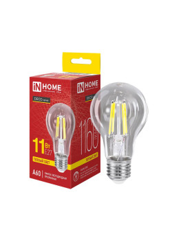 Лампа светодиодная LED-A60-deco 11Вт грушевидная прозрачная 3000К тепл. бел. E27 1160лм 230В IN HOME 4690612026121
